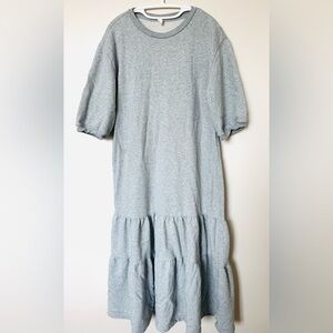 Anthro Daily Practice Heather Grey Lounge Athleisure Sweatshirt Tier Maxi Dress
